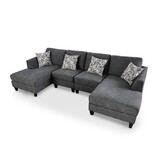 Furniture of America IDF-6363-SEC Lisa Transitional Sectional with Ottoman