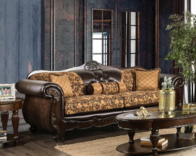 Furniture of America Azzar Traditional Faux Leather Tufted Sofa