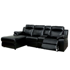 Furniture of America Becarra Transitional Faux Leather Reclining Sectional with Cup Holders
