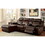 Furniture of America IDF-6781BR-SEC Becarra Transitional Faux Leather Reclining Sectional with Cup Holders in Brown