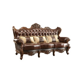 Furniture of America IDF-6786-SF Gevden Traditional Faux Leather Tufted Sofa