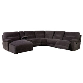 Furniture of America IDF-6853-SEC Seren Transitional Fabric Reclining Sectional with Console