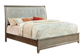 Furniture of America IDF-7288SV-CK Robles Contemporary Faux Leather Panel Bed