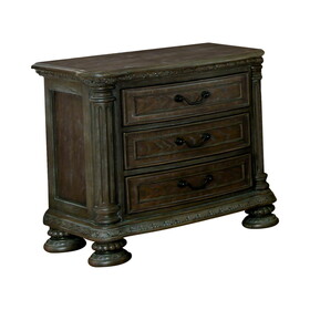 Furniture of America IDF-7661N Arrant Transitional 3-Drawer Nightstand in Rustic Natural Tone