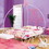 Furniture of America IDF-7705 Selena Novelty Metal Twin Carriage Bed in Pink, White