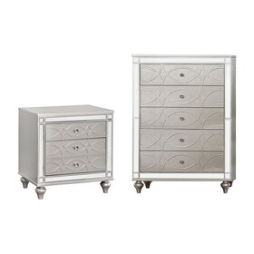 Furniture of America IDF-7891NC Zalto Transitional 2-Piece Wood Nightstand and Chest Set