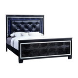 Furniture of America Balitoria Contemporary Faux Leather Queen Panel Bed
