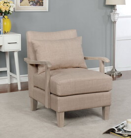Furniture of America IDF-AC6167BG Jalfre Transitional Upholstered Accent Chair in Beige