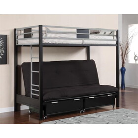 Furniture of America IDF-BK1024 Clifton Contemporary Twin Bunk Bed with Futon Base in Silver and Gun Metal