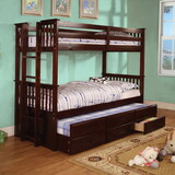 Furniture of America Andris Cottage Solid Wood Twin over Twin Bunk Bed