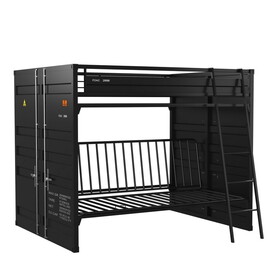 Furniture of America IDF-BK652BK Lafray Industrial Twin Bunk Bed with Futon Base in Black