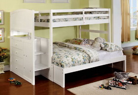 Furniture of America IDF-BK922F Vespuci Cottage Solid Wood Bunk Bed in Twin over Full