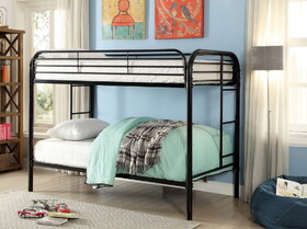 Furniture of America Teledona Transitional Metal Twin over Twin Bunk Bed