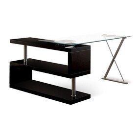 Furniture of America IDF-DK6131BK Vallow Contemporary 2-Shelf Desk