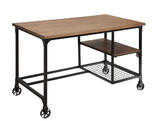 Furniture of America IDF-DK6276 Khalo Industrial Desk with Casters