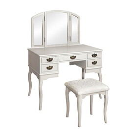 Furniture of America IDF-DK6405WH Zaragoza Traditional Solid Wood Vanity Set