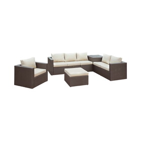 Furniture of America IDF-OS1818-SET Goodwin Contemporary Fabric Patio Sectional with Ottoman