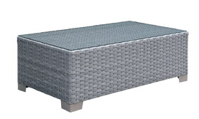 Furniture of America IDF-OS1842GY-C Balmer Contemporary Glass Top Patio Coffee Table in Gray
