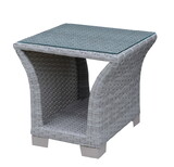 Furniture of America IDF-OS1842GY-E Balmer Contemporary Glass Top Patio End Table in Gray