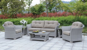 Furniture of America IDF-OS1842GY-SET Balmer Contemporary 6-Piece Faux Rattan Patio Set in Gray