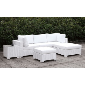 Furniture of America IDF-OS2128WH-SET14 Charles Contemporary Faux Rattan Patio Sectional XIV