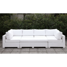 Furniture of America IDF-OS2128WH-SET5 Charles Contemporary Faux Rattan Patio Sectional V