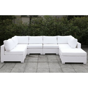 Furniture of America IDF-OS2128WH-SET6 Charles Contemporary Faux Rattan Patio Sectional VI