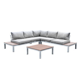 Furniture of America Felisa Contemporary Faux Rattan Patio Sectional with Table