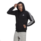 Adidas GK9051 Essentials 3 Stripe Full Zip Hoodie (M) (Black)