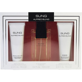 SUNG by Alfred Sung Edt Spray 3.4 Oz & Body Lotion 2.5 Oz & Shower Gel 2.5 Oz For Women