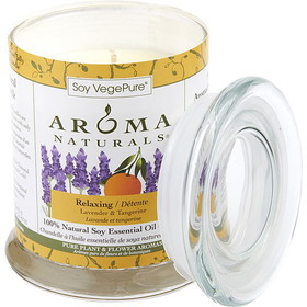 Relaxing Aromatherapy One 3.7X4.5 Inch Medium Glass Pillar Soy Aromatherapy Candle. Combines The Essential Oils Of Lavender And Tangerine To Create A Fragrance That Reduces Stress