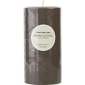 Sandalwood & Patchouli  - One 3X6 Inch Pillar Candle.  Burns Approx. 100 Hrs., For Unisex