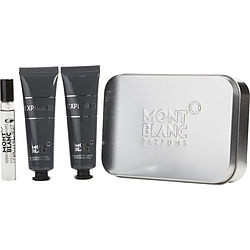 MONT BLANC EXPLORER by Mont Blanc Eau De Parfum 0.25 Oz Mini & Aftershave Balm 1 Oz & Shower Gel 1 Oz & Travel Pouch For Men