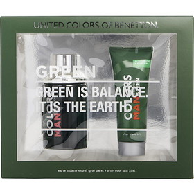 COLORS DE BENETTON GREEN by Benetton Edt Spray 3.4 Oz & Aftershave Balm 2.5 Oz MEN