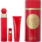 Perry Ellis 360 Red by Perry Ellis Eau De Parfum Spray 3.4 Oz & Shower Gel 3 Oz & Eau De Parfum Spray 0.25 Oz Mini, Women