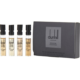 DUNHILL VARIETY by Alfred Dunhill 4 Piece Mens Mini Variety With Indian Sandalwood & Moroccan Amber & British Leather & Arabian Desert And All Are Eau De Parfum Spray .06 Oz Minis MEN
