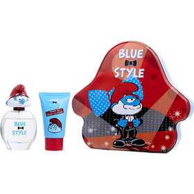 Smurfs 3D By First American Brands Papa Smurf Edt Spray 1.7 Oz & Shower Gel 2.5 Oz & Metal Lunch Box (Blue & Style), Unisex