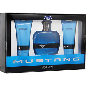 Ford Mustang Blue By Estee Lauder Edt Spray 3.4 Oz & Hair And Body Wash 3.4 Oz & Aftershave Balm 3.4 Oz, Men