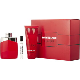 Mont Blanc Legend Red By Mont Blanc Eau De Parfum Spray 3.3 Oz & Shower Gel 3.3 Oz & Eau De Parfum Spray 0.25 Oz, Men