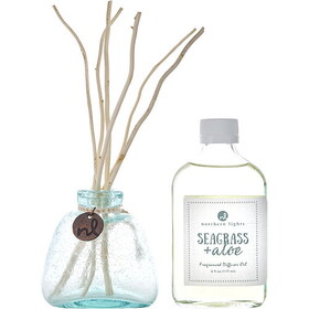 Seagrass & Aloe By Northern Lights Fragrance Diffuser Oil 6 Oz & 6X Willow Reeds & Diffuser Bottle, Unisex