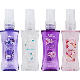Body Fantasies Variety By Body Fantasies 4 Piece Set With Japanese Cherry Blossom & Fresh White Musk & Twilight Mist & Sweet Sunrise And All Are Body Spray 1.7 Oz, Women