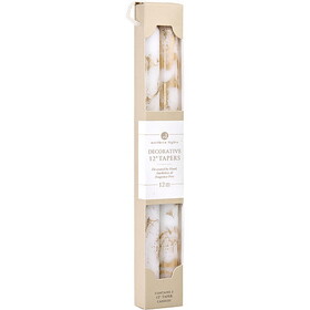 Pure White With Gold By Northern Lights 12" Decorative Tapers (2 Pack), Unisex