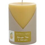 Ginger Tea & Lemon by Northern Lights One 3X4 Inch Pillar Candle. Burns Approx. 80 Hrs., Unisex