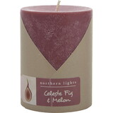 Celeste Fig & Melon by Northern Lights One 3X4 Inch Pillar Candle. Burns Approx. 80 Hrs., Unisex