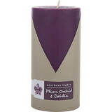 Plum Orchid & Dahlia by Northern Lights One 3X6 Inch Pillar Candle. Burns Approx. 100 Hrs., Unisex