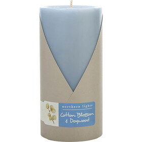 Cotton Blossom & Dogwood by Northern Lights One 3X6 Inch Pillar Candle. Burns Approx. 100 Hrs., Unisex