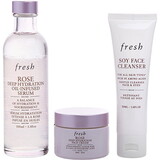 Fresh by Fresh 3-Step Hydration Heroes Set: Soy Face Cleanser 50Ml + Rose Deep Hydration Serum 100Ml + Rose Face Cream 30Ml --3Pcs, Women