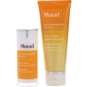 Murad by Murad The Glow Clinic Set: Vita-C Triple Exfoliating Facial 2.7Oz + Vita-C Eyes Dark Circle Corrector 0.5Oz --2Pcs, Women