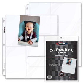 BCW 1-PRO5S-20 Pro 5-Pocket Photo Page (20 CT. Pack)