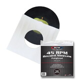 BCW 1-PRS45-PL-SC-WH Paper Record Sleeves 45 RPM - Polylined - SQ Corners - With Hole